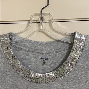 Style & Co. Silver sequin top